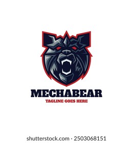 Vector Logo Illustration Bear E- Sport and Sport Style.