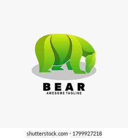 Vector Logo Illustration Bear Gradient Colorful Style.