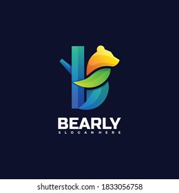 Vector Logo Illustration Bear Gradient Colorful Style.