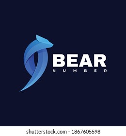 Vector Logo Illustration Bear Gradient Colorful Style.