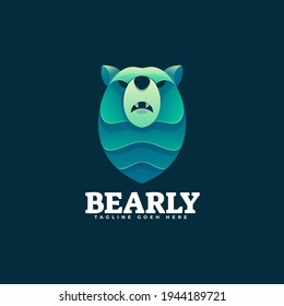 Vector Logo Illustration Bear Gradient Colorful Style.