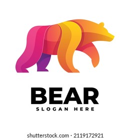 Vector Logo Illustration Bear Gradient Colorful Style.