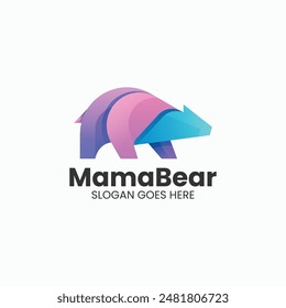 Vector Logo Illustration Bear Gradient Colorful Style