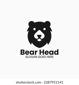Vector Logo Illustration Bear Head Silhouette Style