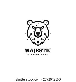 Estilo de arte de la línea del oso del logotipo vectorial Ilustración.