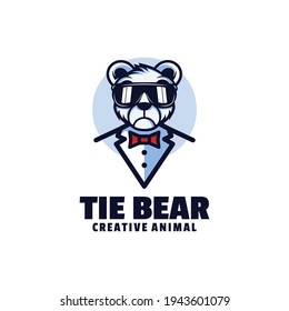 Vector Logo Illustration Bear Mascot Cartoon Style.