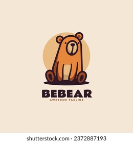 Vector Logo Illustration Bear Mascot Cartoon Style.