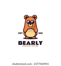 Vector Logo Illustration Bear Mascot Cartoon Style.
