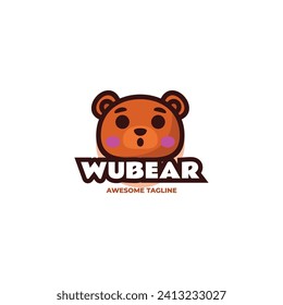 Vector Logo Illustration Bear Mascot Cartoon Style.