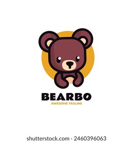 Vector Logo Illustration Bear Mascot Cartoon Style.