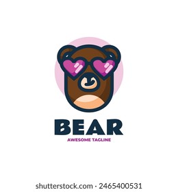 Vector Logo Illustration Bear Mascot Cartoon Style.