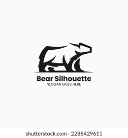 Vector Logo Illustration Bear Silhouette Style