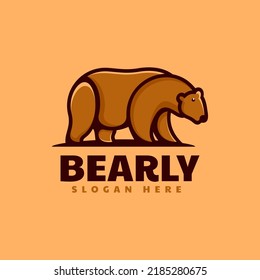Vector Logo Illustration Bear Simple Mascot Style.