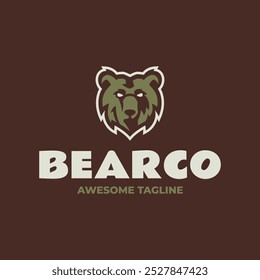 Vector Logo Illustration Bear Simple Mascot Style