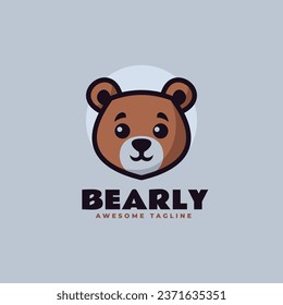 Vector Logo Illustration Bearly Mascot Cartoon Style.