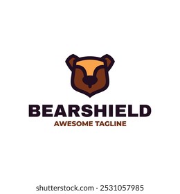 Vector Logo Illustration Bearshield Mascot Cartoon Style