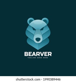 Vector Logo Illustration Beaver Gradient Colorful Style.