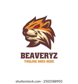 Vector Logo Illustration Beaver Simple Mascot Style.