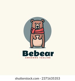 Vector Logo Illustration Bebear Mascot Cartoon Style.