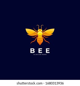 Vector Logo Illustration Bee Colorful Style.