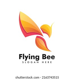Vector Logo Illustration Bee Gradient Colorful Style.