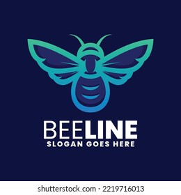 Vector Logo Illustration Bee Gradient Line Art Style