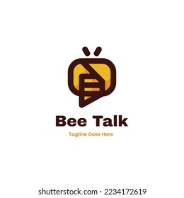 Vector Logo Illustration Bee Talk Simple Mascot Style