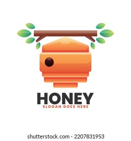 Vector Logo Illustration Beehive Gradient Colorful Style