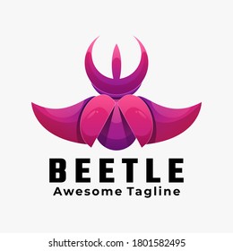 Vector Logo Illustration Beetle Gradient Colorful Style.