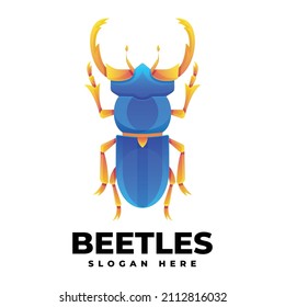 Logo Vector Ilustración Estilo de color gradiente de escarabajo.