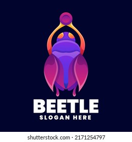 Vector Logo Illustration Beetle Gradient Colorful Style.