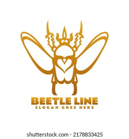 Vector Logo Illustration Beetle Gradient Line Art Style.