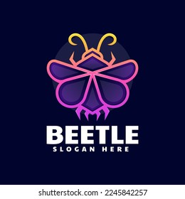 Vector Logo Illustration Beetle Gradient Line Art Style.