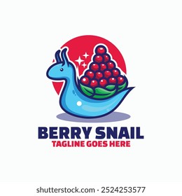 Vector Logo Illustration Berry Snail Mascot Cartoon Style