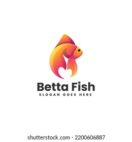 Vector Logo Illustration Betta Fish Gradient Colorful Style.