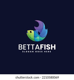 Vector Logo Illustration Betta Fish Gradient Colorful Style.