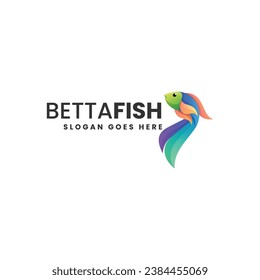 Ilustración con el logotipo del vector Betta Estilo de color gradiente de peces