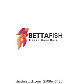 Ilustración de logotipo de Vector Betta Fish Gradient Colorful Style