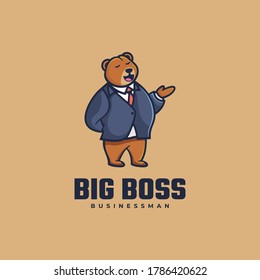 Vector Logo Illustration Big Boss Simple Mascot Style.