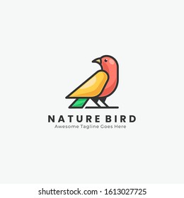 Vector Logo Illustration Bird Animal Geometric Shape Outlined Cartoon Colorful Style