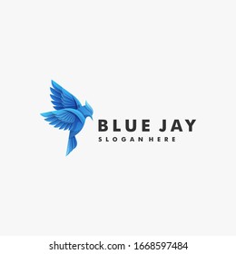 Vector Logo Illustration Bird Blue Jay Gradient Colorful Style.