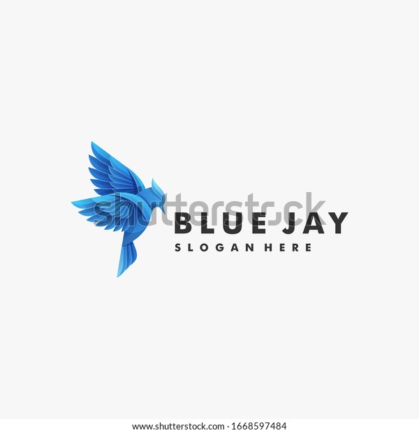 Vector Logo Illustration Bird Blue Jay Gradient\
Colorful Style.