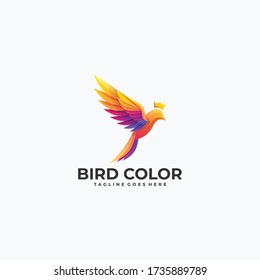 Vector Logo Illustration Bird Color Gradient Colorful Style.