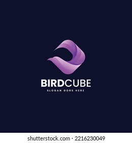 Vector Logo Illustration Bird Cube Gradient Colorful Style