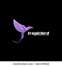 Vector Logo Illustration Bird Flying Line Art Style.