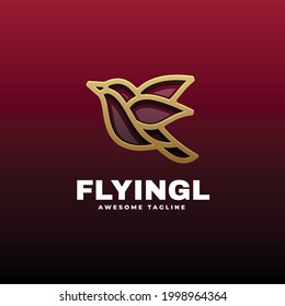 Vector Logo Illustration Bird Flying Line Art Style.