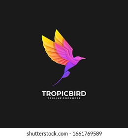 Vector Logo Illustration Bird Gradient Colorful.