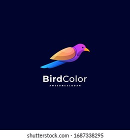 Vector Logo Illustration Bird Gradient Colorful Style.