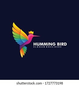Vector Logo Illustration Bird Gradient Colorful Style.