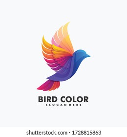 Vector Logo Illustration Bird Gradient Colorful Style.